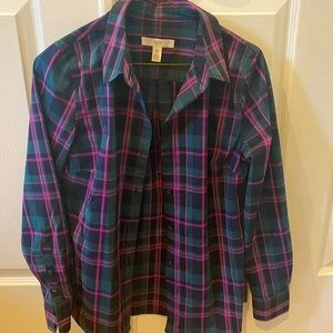 Pink and green flannel shirt